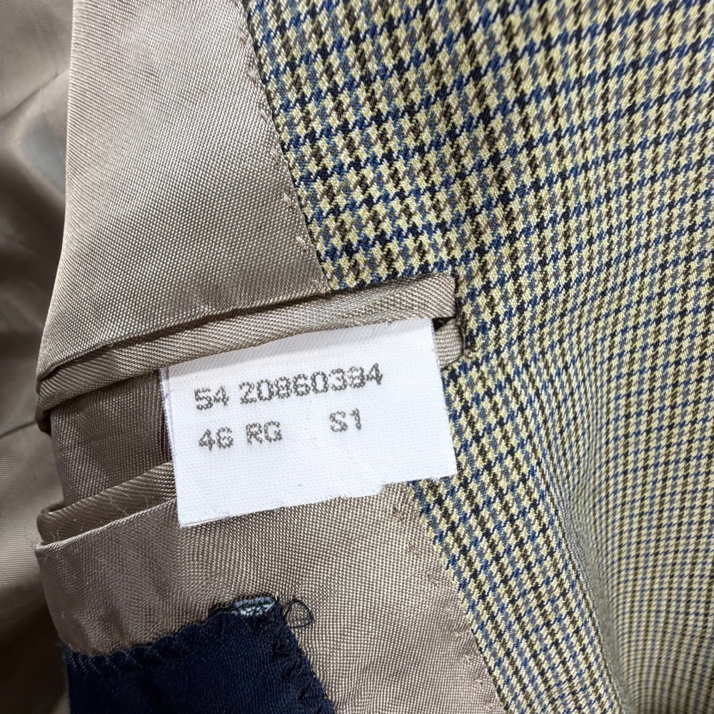 Brooks Brothers Mens 46R Blazer Made in Italy Worsted Wool Check Tan Sport Coat - Picture 5 of 16